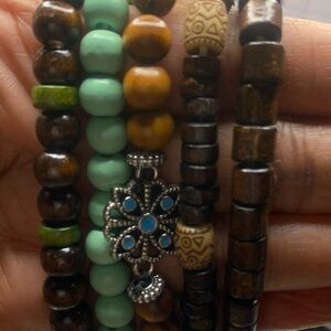 Boho Wood  Bead Bracelets
